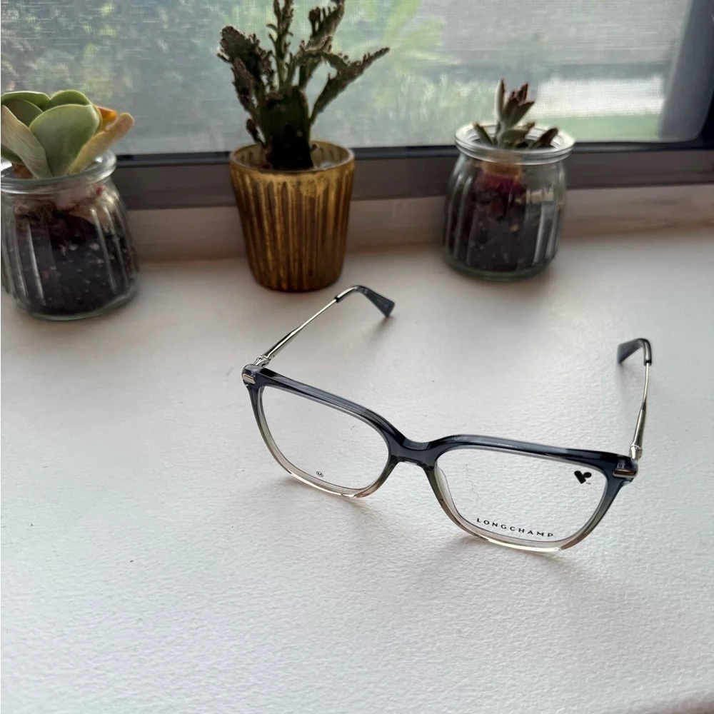 new Longchamp LO2751 Square Cat‑Eye Eyeglasses, Transparent Blue/Beige